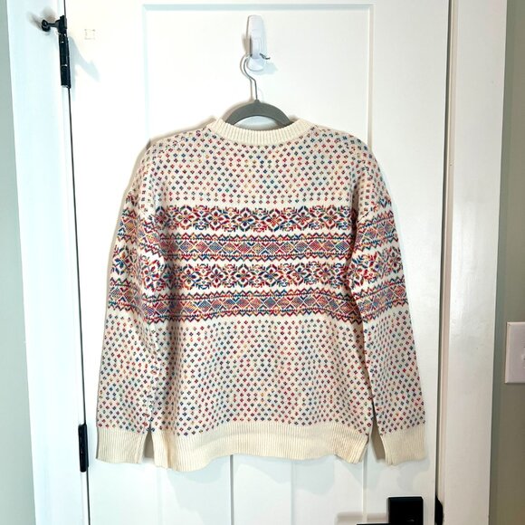 J. Crew Rainbow Fair Isle 100% Wool Crew Neck Chunky Long Sleeve Sweater S NWT - Picture 7 of 7